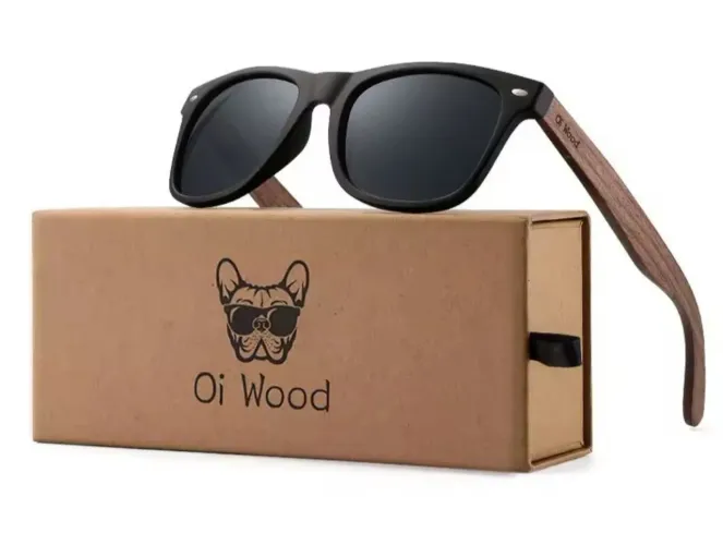 Oculos de Sol Moderno com Armação em Bamboo Proteção UV400 Lentes Polarizadas OiWood