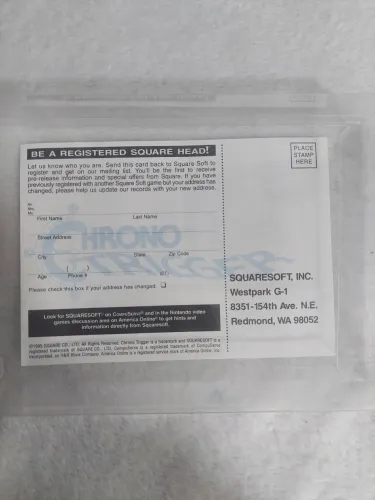 Cartão de Registro  Square Soft chrono Trigger 