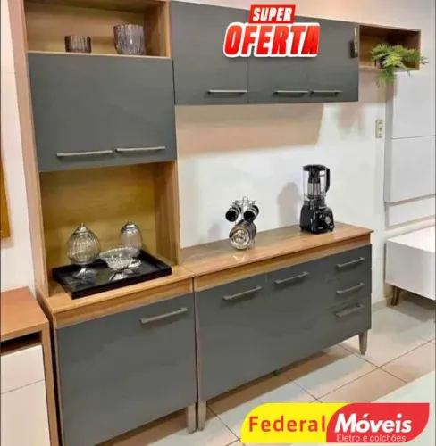 Armário De Cozinha grafite Completa SUPER OFERTA