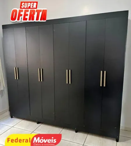 Guarda Roupa 8 Portas 4 Gavetas ALL BLACK 100% MDF MEGA OFERTA