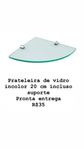 Prateleira de vidro incolor 20cm 
