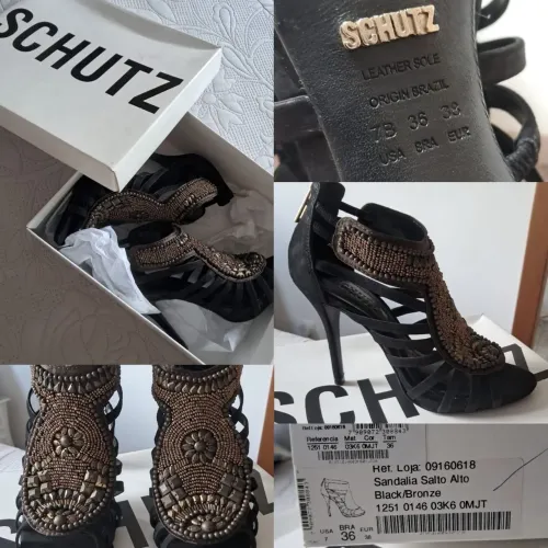 Sandália Schutz preta bordada