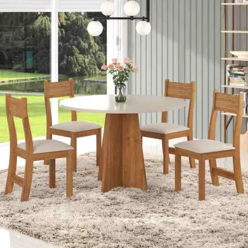 Mesa de Jantar Tampo 90x90 Redondo 4 Lugares 