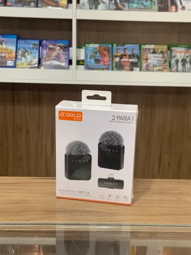 Microfone Lapela Sem Fio Gold Plus Duplo Lightning Novo