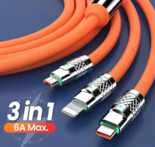 Cabo 3 em 1 para Celular - Lightning, USB-C e Micro USB