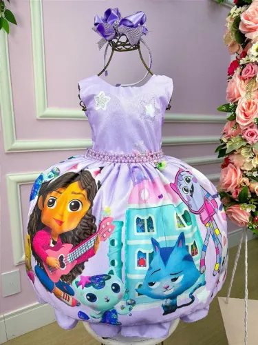 Vestido Temático Infantil 12 Anos Cor Lavanda