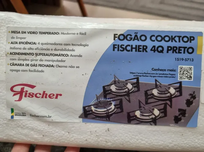 Cooktop 4 bocas vidro preto fisher