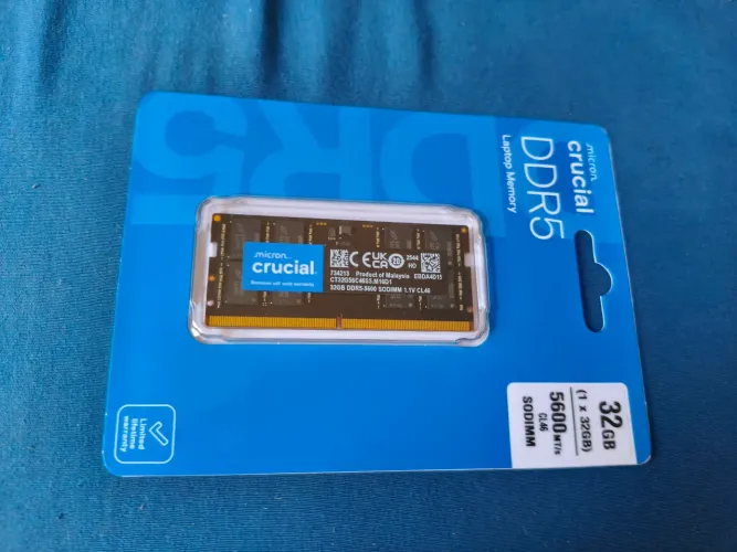 (Nova Lacrada) Memória Notebook 32GB DDR5 1x32GB 5600MHz Crucial
