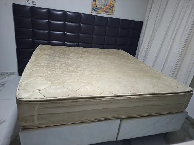 Cama box super king com cabeceira de couro legítimo