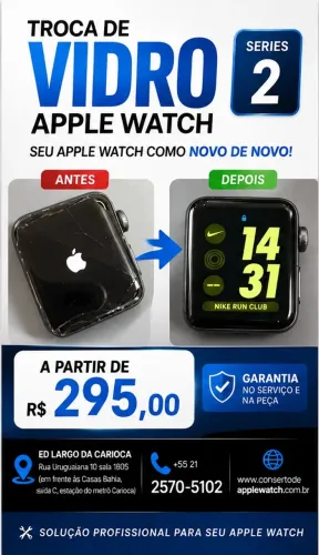 CONSERTO DE APPLE WATCH 2 TRINCADO, VIDRO QUEBRADO 
