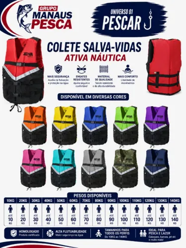 COLETE SALVA-VIDAS ATIVA NÁUTICA (20 KG)