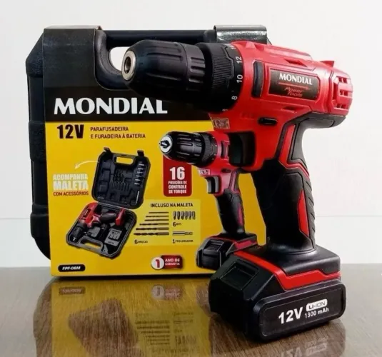 Parafusadeira e Furadeira a Bateria 12V Bivolt MONDIAL