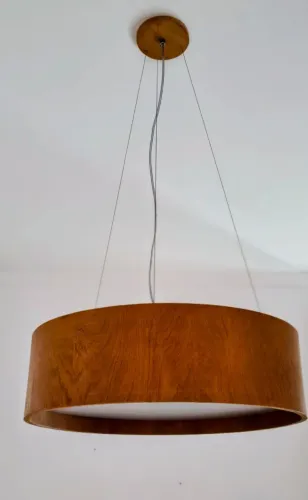 Lustre pendente madeira 50cm novo