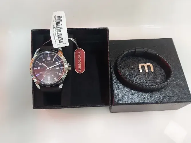 NOVO ORIGINAL: Relógio Mondaine Masculino atm Analógico de Ponteiro Prata Azul Couro 