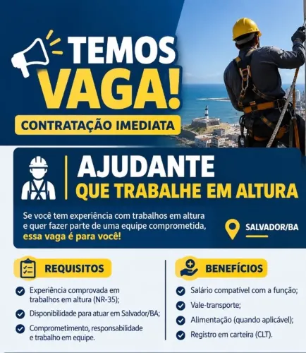 Ajudante que trabalhe em altura