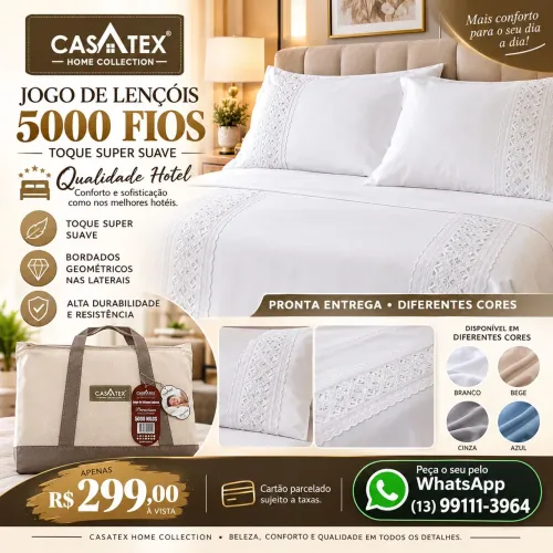Conjunto lençol 5.000 Fios