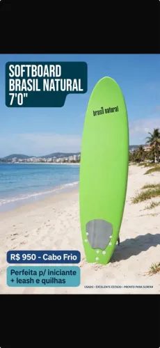 Softboard Brasil natural verde limão + leash e quilhas