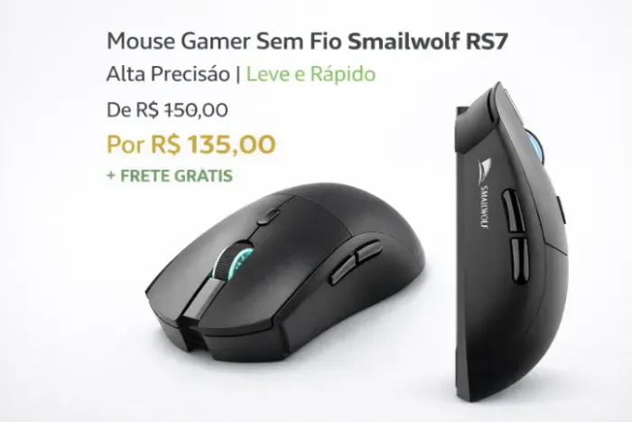 Mouse Gamer Sem Fio Smailwolf RS7 | Alta Precisão | Leve e Rápido