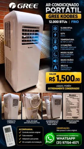 Ar-Condicionado Portátil Gree 12.000 BTUs 127V | Super Conservado