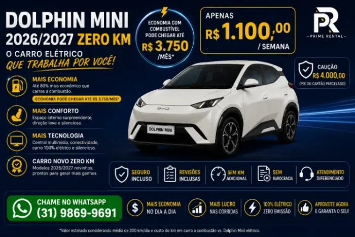 LOCAÇÃO DE VEÍCULOS 100% ELÉTRICO