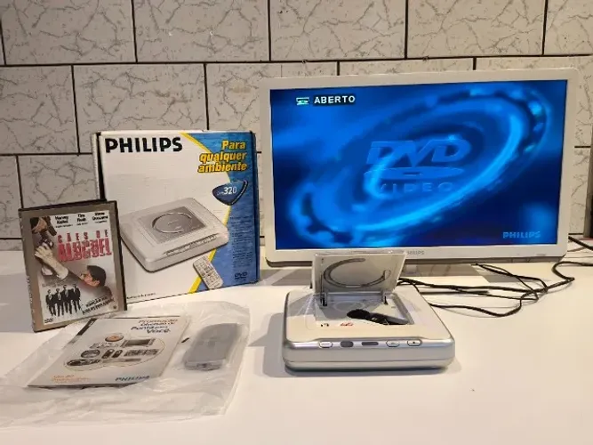 DVD Player Compacto Philips DVP320 (Funcionando) NA CAIXA+ Filme de Brinde Cães de Alugue