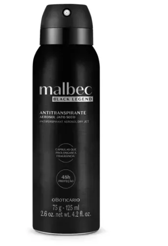 Desodorante Antitranspirante Aerossol Malbec Black Legend 75g/125ml