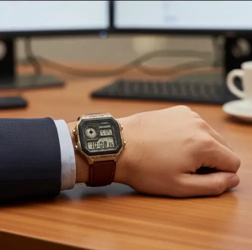 Casio royale AE1200WHL pulseira de couro 