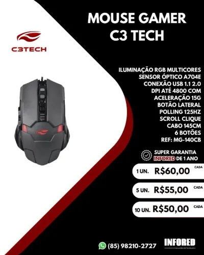 Mouse Gamer C3 Tech MG-140CB