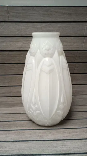 vaso vintage em vidro opala branco leitoso 26 cm