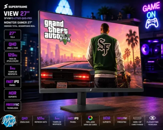 Monitor Gamer Superframe View 27, Quad Hd, Fast Ips, 120hz
