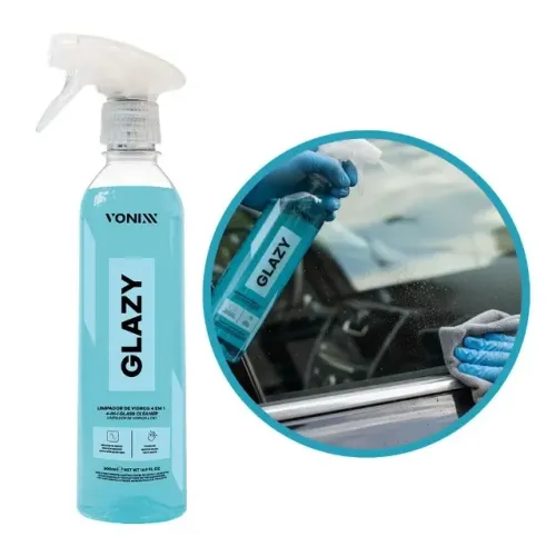 GLAZY 500ml VONIXX - Limpa Vidros Automotivo com Ação Redutora de Atrito e Anti Riscos