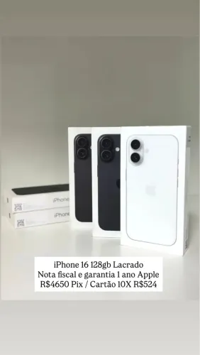 iPhone 16 128GB - Lacrado 1 Ano Garantia Apple