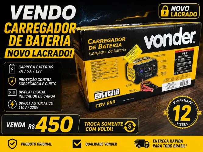 VENDO CARREGADOR DA BATERIA NOVO VONDER