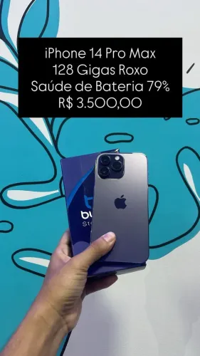 Seminovo: iPhone 14 Pro Max 128GB / Roxo / Saude de Bateria 79% - Loja Fisica