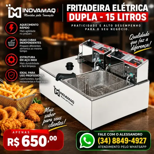 Fritadeira elétrica dupla - 15 litros