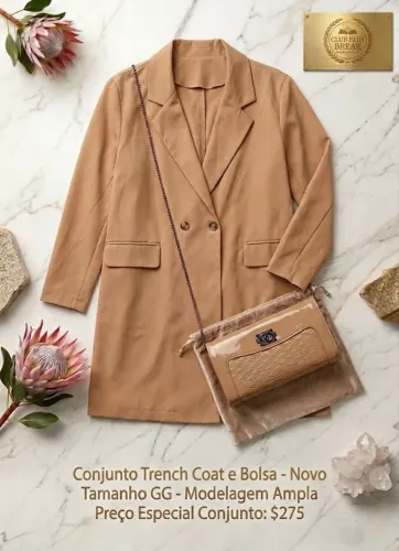 Conjunto Trench Coat e Bolsa - Novo