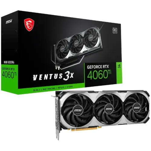 Placa de Vídeo RTX 4060 Ti VENTUS 3X 8G OC MSI NVIDIA GeForce, 8 GB GDDR6, DLSS, RT