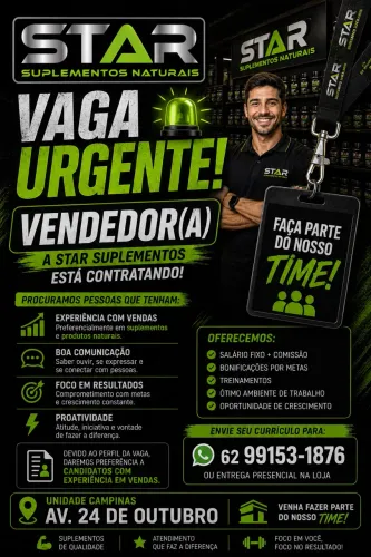 Vaga VENDEDOR(A) setor Campinas