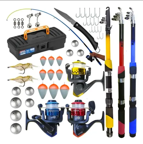 Kit Pesca Completo 3 Varas + 3 Molinetes E Maleta