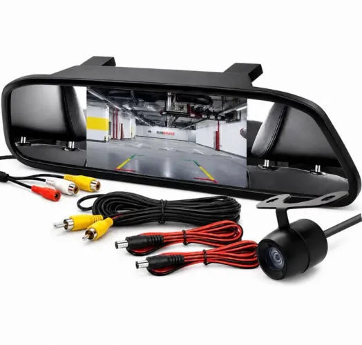 Kit câmera de com retrovisor + instalação a domicílio