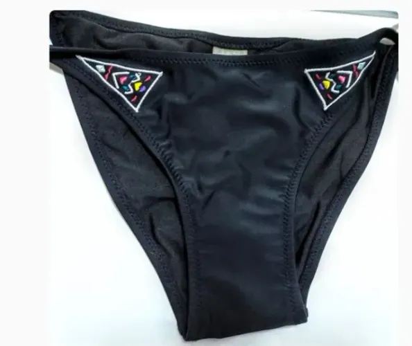 Biquini Praia Parte Inferior Preto Bordado Importado