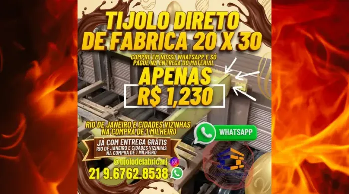 tijolo 10 furos 20x30 entrega em recife 