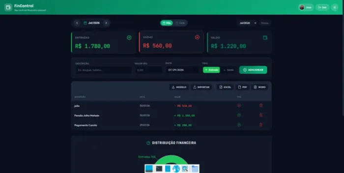 Aplicativo de Organização Financeira (Autoral)