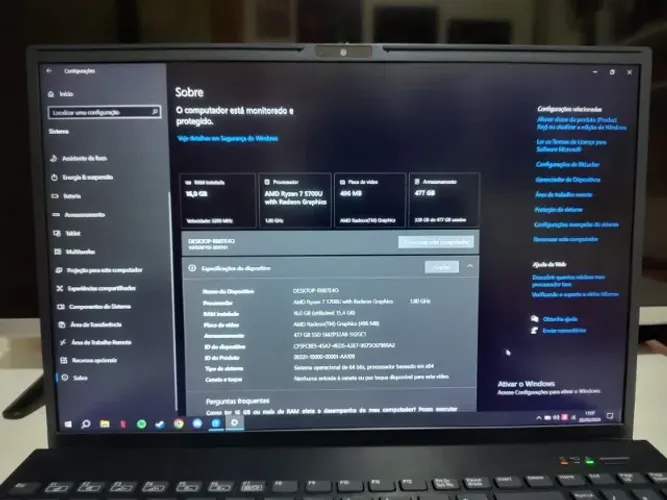 Notebook Vaio FE16 Ryzen 7 5700u - 16GB de Ram