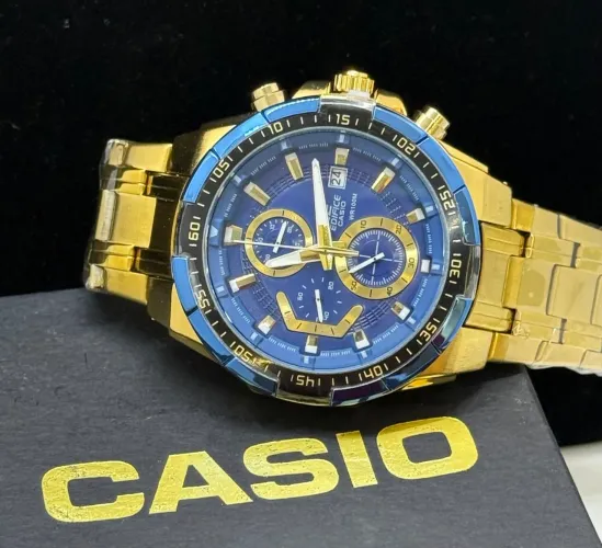 Novo Casio Edifice funcional dourado 