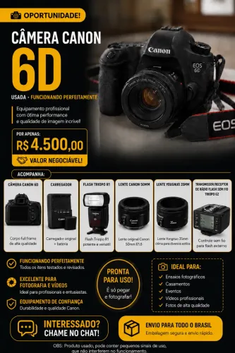 Câmera Fotográfica Cânon 6D + Acessórios