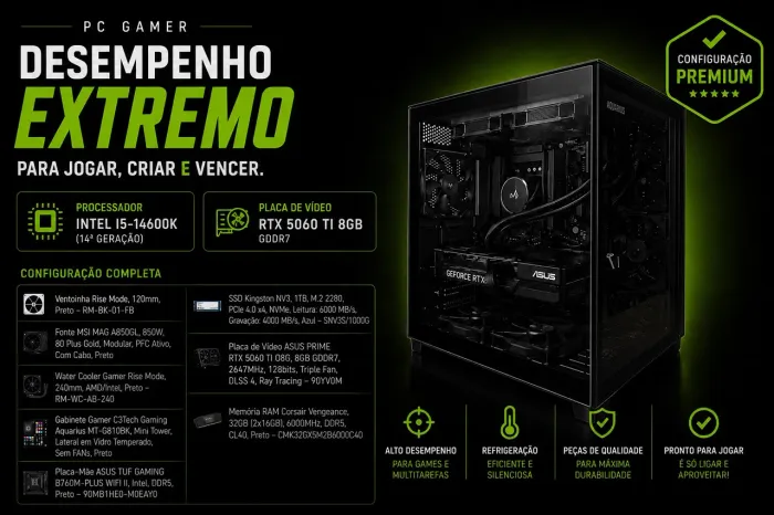 Setup Gamer i5 14600K + RTX 5060 Ti | Aceito MacBook ou Notebook Gamer