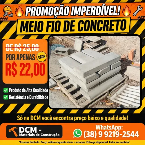Meio fio de concreto