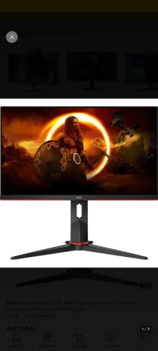Monitor Gamer Aoc 23,8  165hz 1ms 24g2s/bk Cor Preta E Vermelho 127/220v ( USADO )