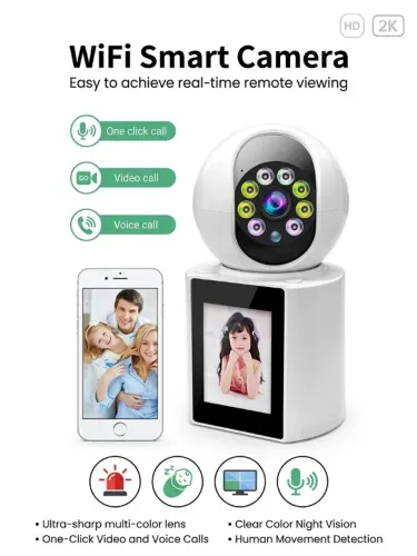 Câmera Inteligente Wi-Fi com Tela e Vídeo Chamada - Babá Eletrônica / Idosos (iCSee)